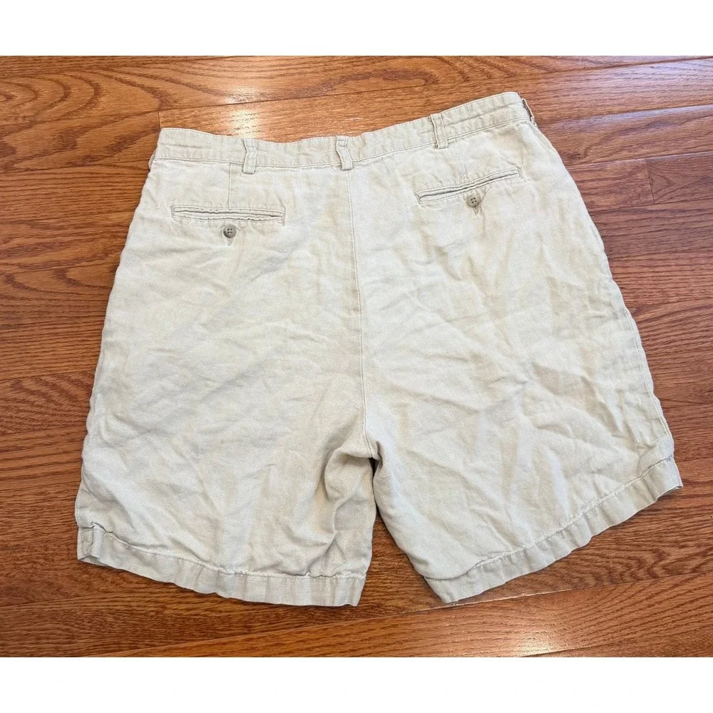 Vintage Polo Ralph Lauren 100% Linen Tyler Shorts Fits Mens 35 Pleated Khaki 7